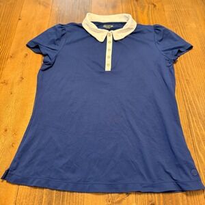 Lilly Pulitzer Luxletic Polo Shirt Blue Performance Athletic Golf Size Large